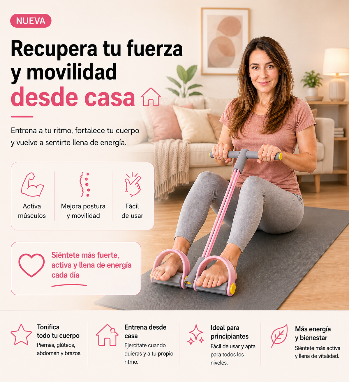 Banda Elástica para Ejercicio - Mantente activa y en forma desde casa