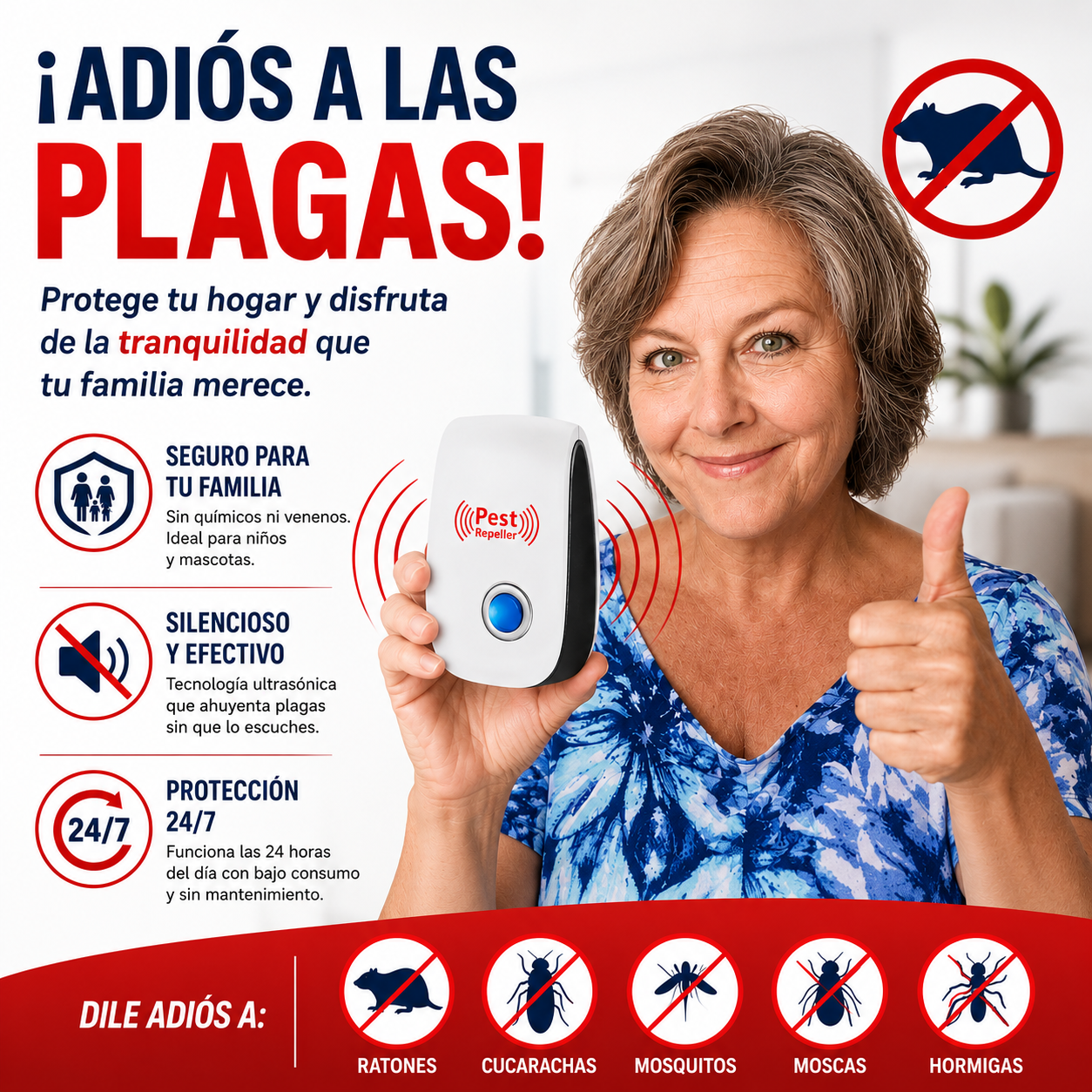 Repelente Ultrasónico - Protege tu hogar de plagas y enfermedades sin químicos ANTIGUO