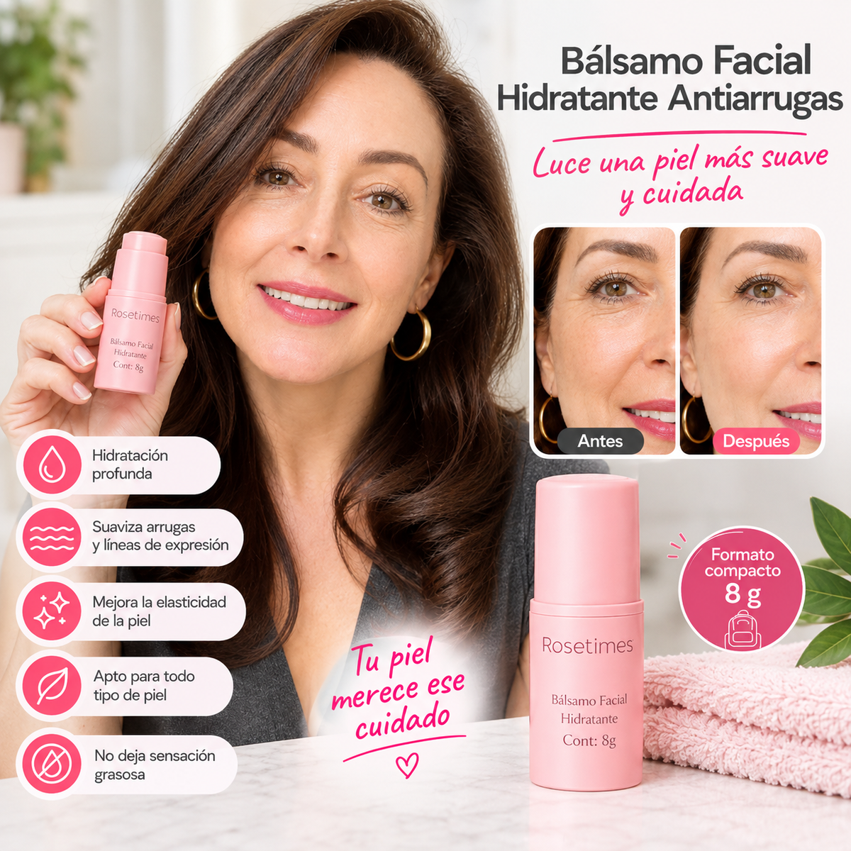 Bálsamo Facial Hidratante Antiarrugas - Luce una Piel Más Suave y Cuidada