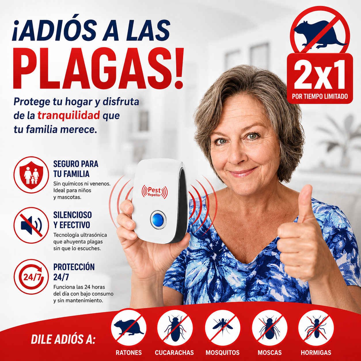 Repelente Ultrasónico - Protege tu hogar de plagas y enfermedades sin químicos